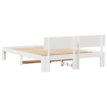 Bed Frame with Headboard White 160 x 200 cm Solid Pine Wood