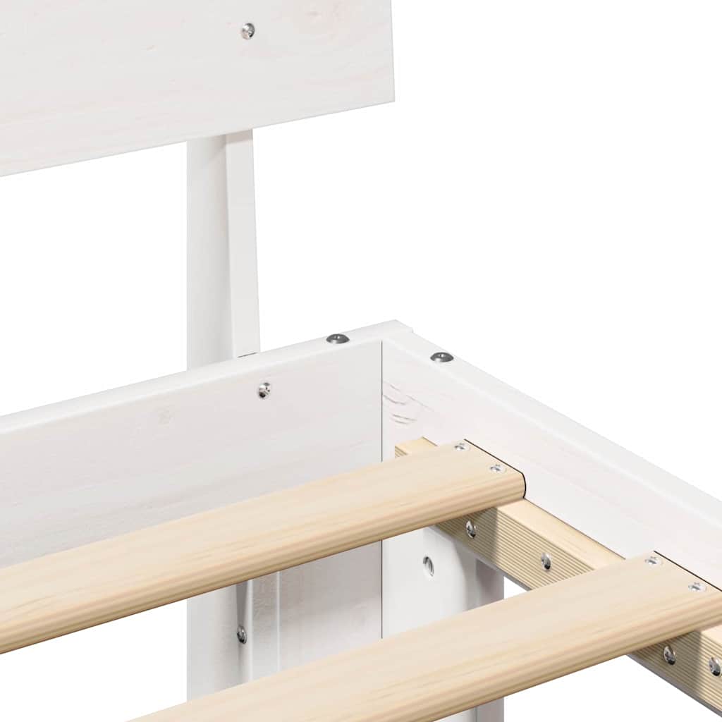 Bed Frame with Headboard White 150 x 200 cm Solid Pine Wood