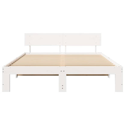 Bed Frame with Headboard White 150 x 200 cm Solid Pine Wood