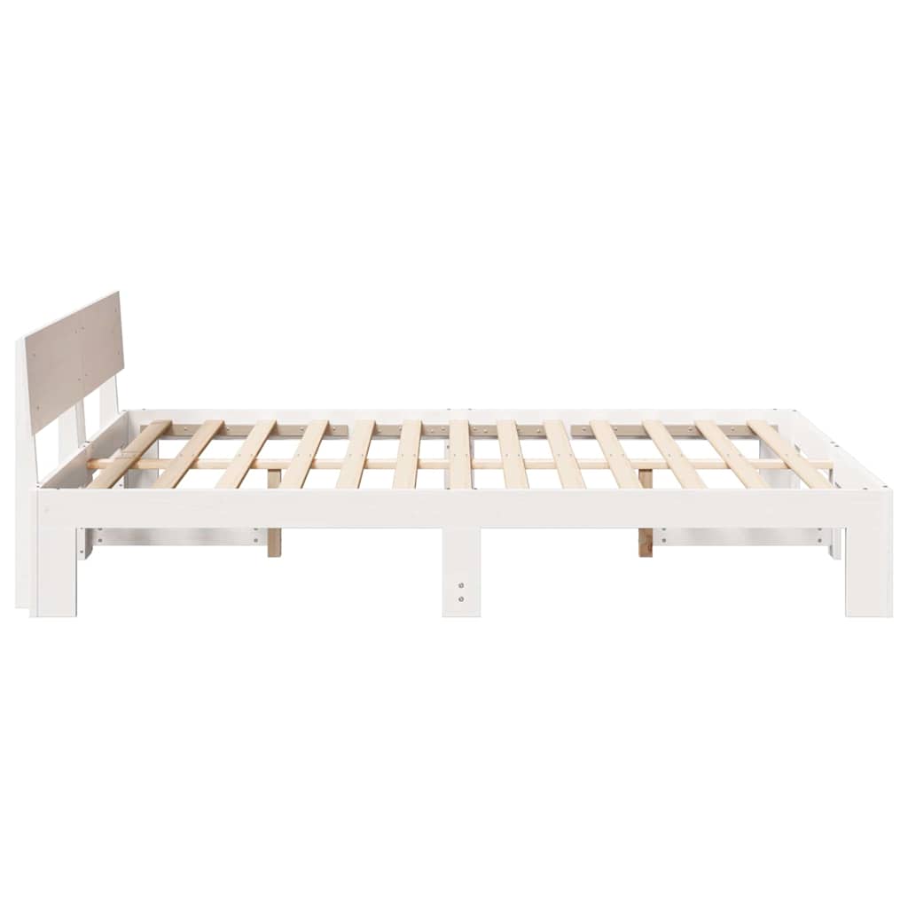 Bed Frame with Headboard White 150 x 200 cm Solid Pine Wood