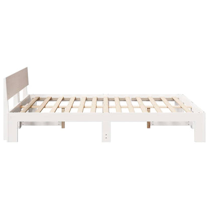 Bed Frame with Headboard White 150 x 200 cm Solid Pine Wood