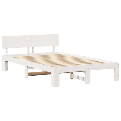 Bed Frame with Headboard White 120 x 200 cm Solid Pine Wood
