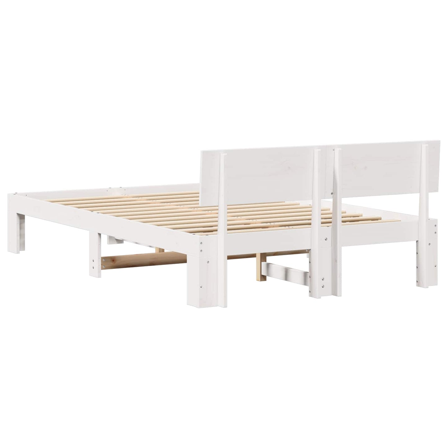 Bed Frame with Headboard White 120 x 200 cm Solid Pine Wood