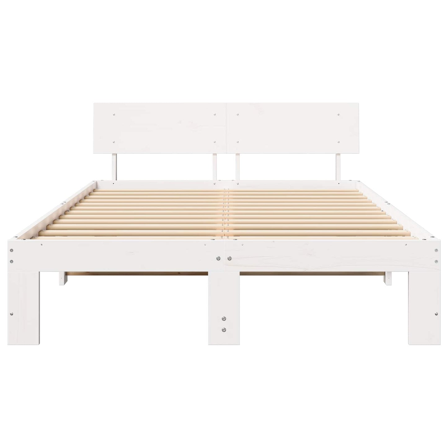 Bed Frame with Headboard White 120 x 200 cm Solid Pine Wood