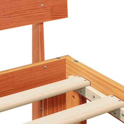 Bed Frame with Headboard Wax Brown 120 x 200 cm Solid Pine Wood