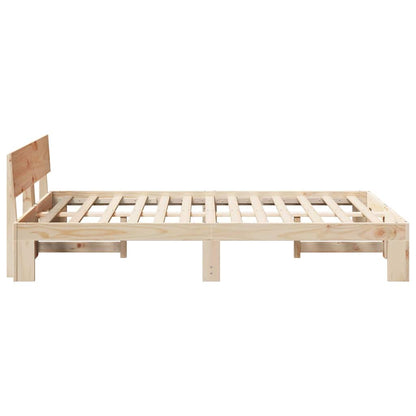 Bed Frame with Headboard Natural 140 x 190 cm Solid Pine Wood