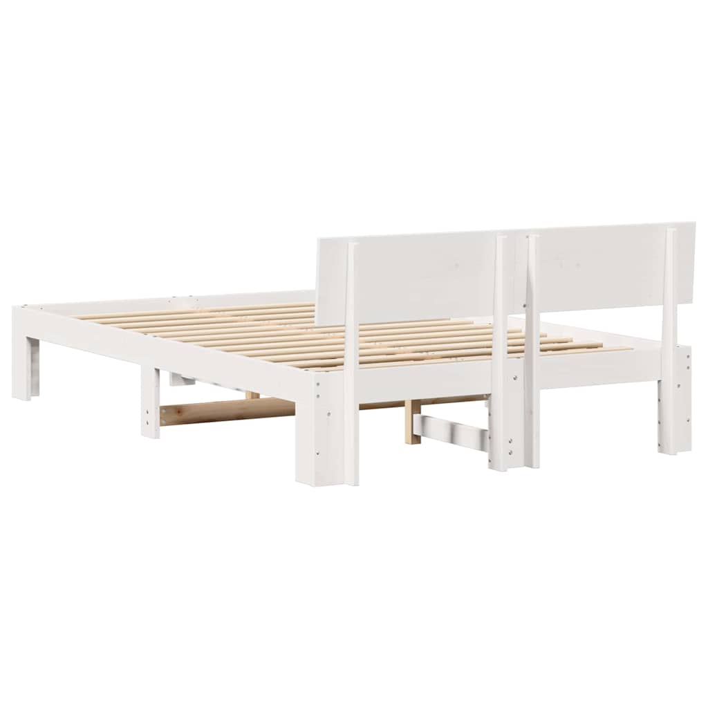 Bed Frame with Headboard White 140 x 190 cm Solid Pine Wood