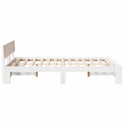 Bed Frame with Headboard White 140 x 190 cm Solid Pine Wood