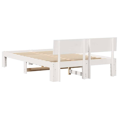 Bed Frame with Headboard White 135 x 190 cm Solid Pine Wood