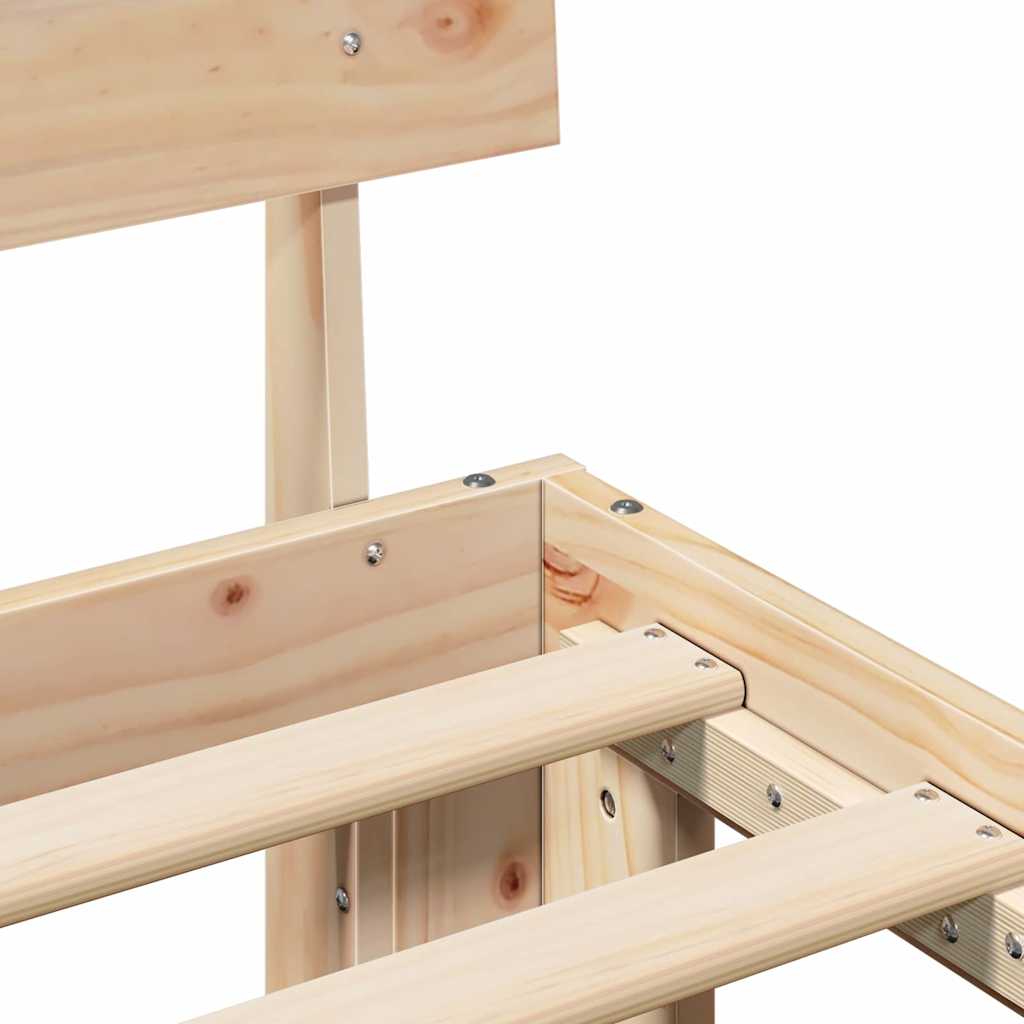 Bed Frame with Headboard Natural 120 x 190 cm Solid Pine Wood