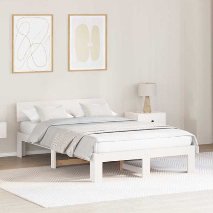 Bed Frame with Headboard White 120 x 190 cm Solid Pine Wood