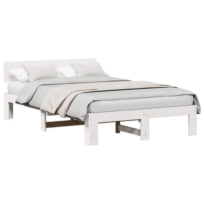 Bed Frame with Headboard White 120 x 190 cm Solid Pine Wood