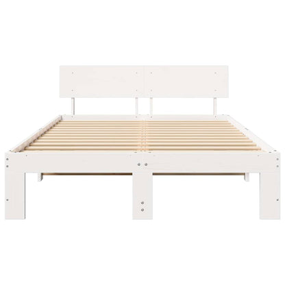 Bed Frame with Headboard White 120 x 190 cm Solid Pine Wood
