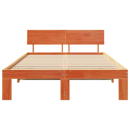 Bed Frame with Headboard Wax Brown 120 x 190 cm Solid Pine Wood
