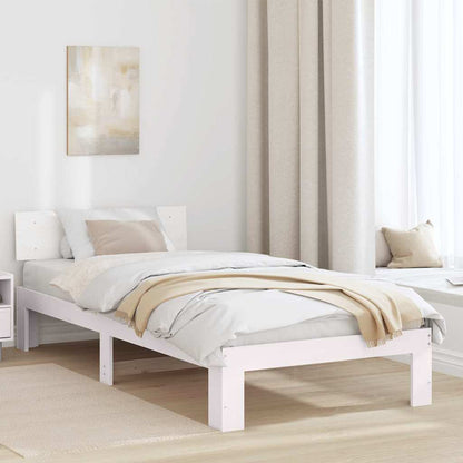 Bed Frame with Headboard White 100 x 200 cm Solid Pine Wood