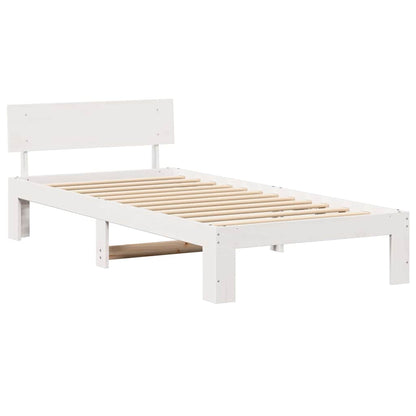 Bed Frame with Headboard White 100 x 200 cm Solid Pine Wood