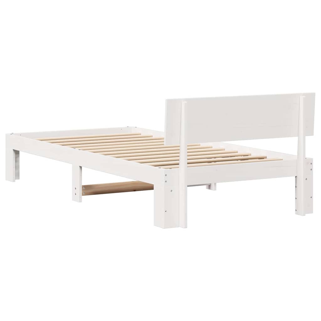 Bed Frame with Headboard White 100 x 200 cm Solid Pine Wood