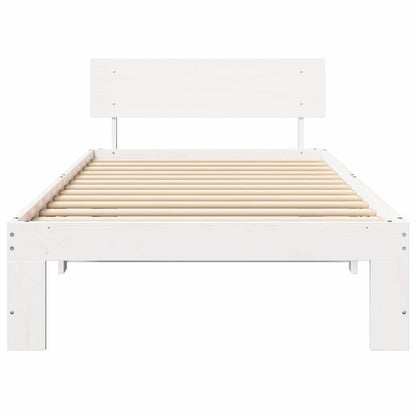 Bed Frame with Headboard White 100 x 200 cm Solid Pine Wood