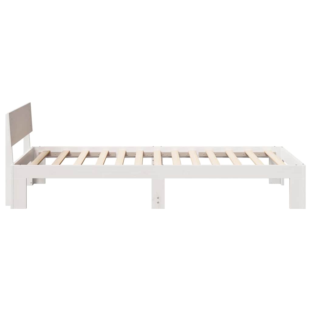 Bed Frame with Headboard White 100 x 200 cm Solid Pine Wood
