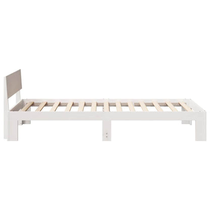 Bed Frame with Headboard White 100 x 200 cm Solid Pine Wood