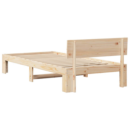 Bed Frame with Headboard Natural 90 x 200 cm Solid Pine Wood