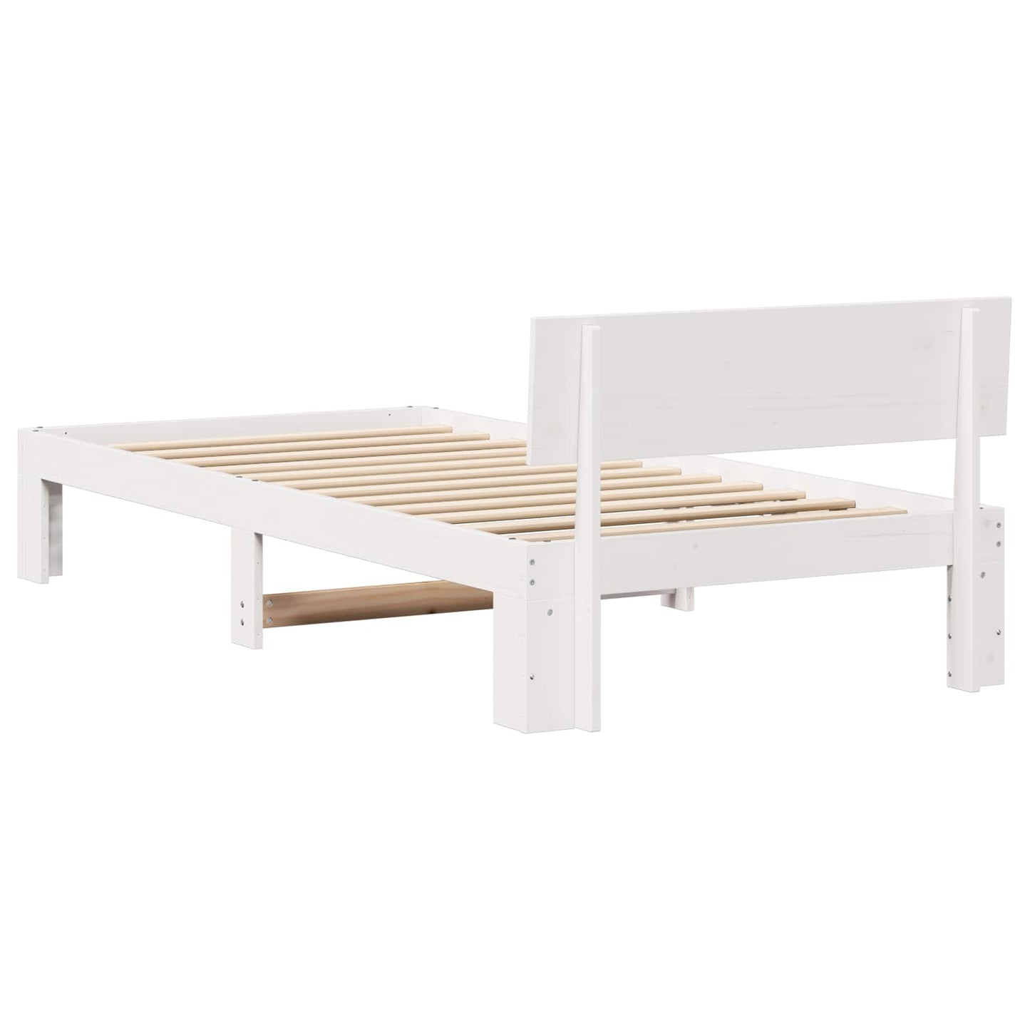 Bed Frame with Headboard White 90 x 200 cm Solid Pine Wood
