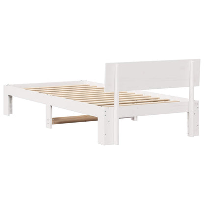 Bed Frame with Headboard White 90 x 200 cm Solid Pine Wood