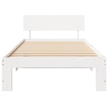 Bed Frame with Headboard White 90 x 200 cm Solid Pine Wood