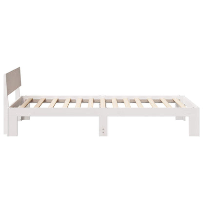 Bed Frame with Headboard White 90 x 200 cm Solid Pine Wood