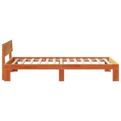 Bed Frame with Headboard Wax Brown 90 x 200 cm Solid Pine Wood