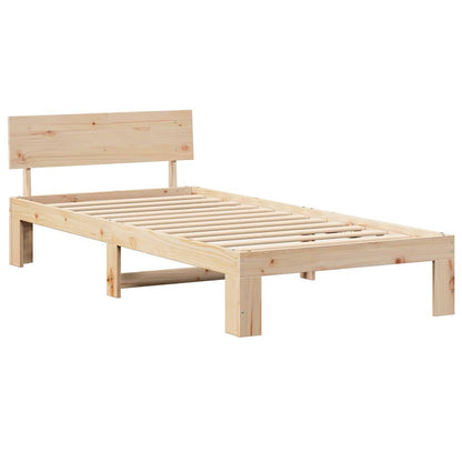 Bed Frame with Headboard Natural 90 x 190 cm Solid Pine Wood