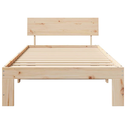 Bed Frame with Headboard Natural 90 x 190 cm Solid Pine Wood