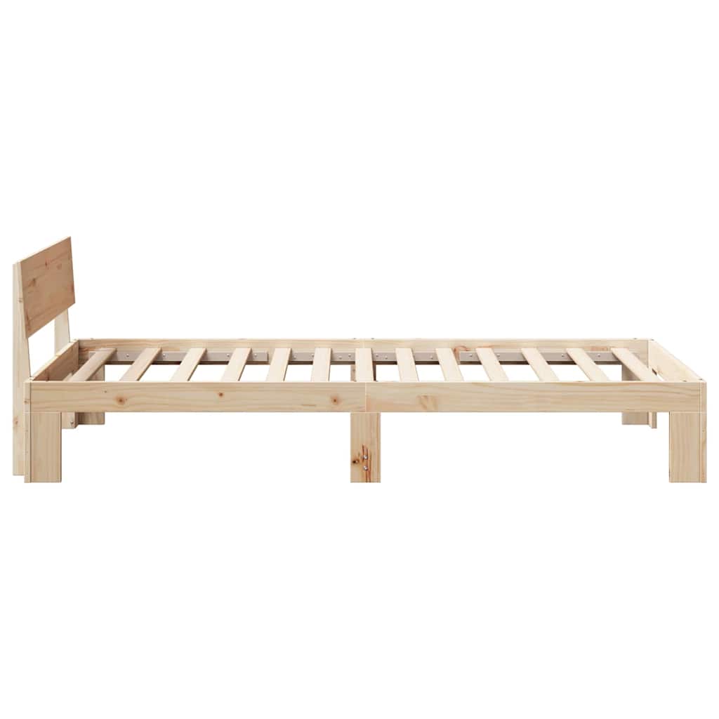 Bed Frame with Headboard Natural 90 x 190 cm Solid Pine Wood