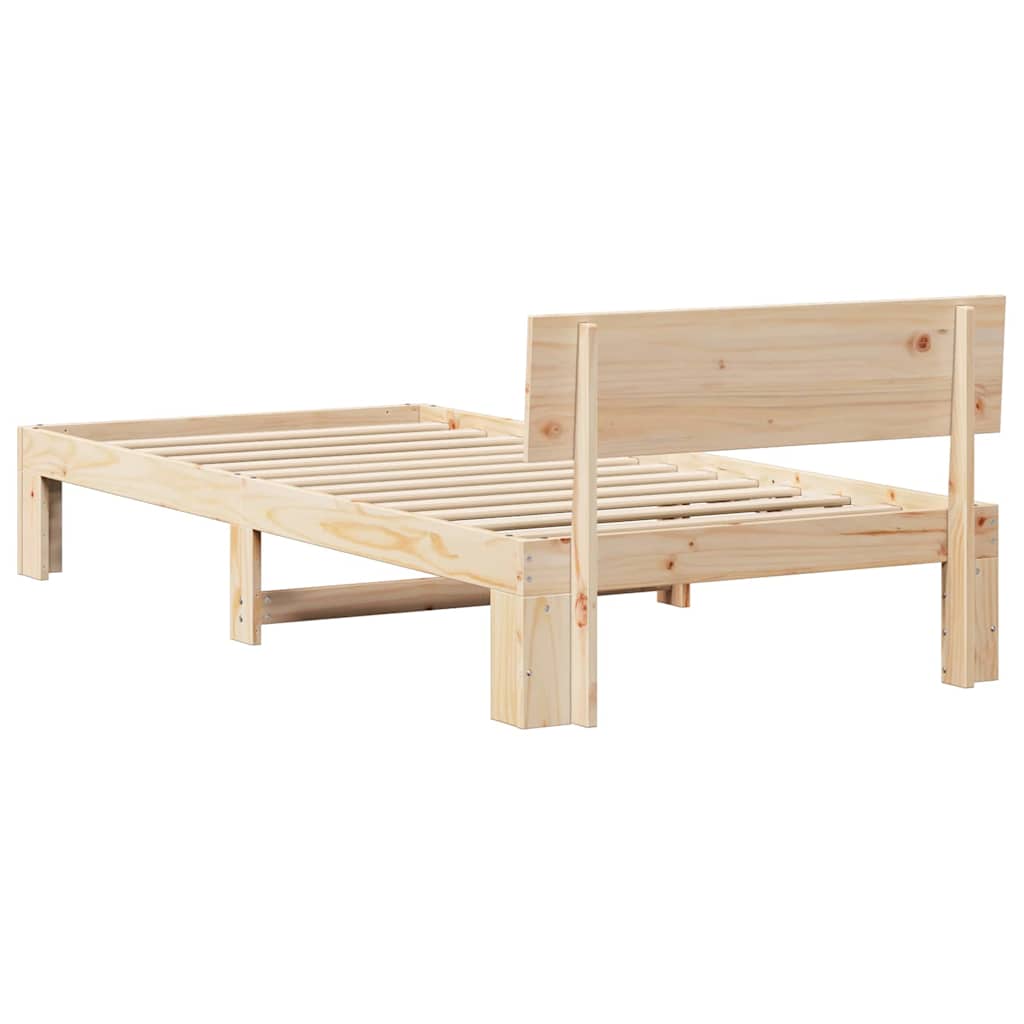 Bed Frame with Headboard Natural 75 x 190 cm Solid Pine Wood