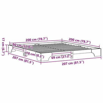 Bed Frame White 200 x 200 cm Solid Pine Wood