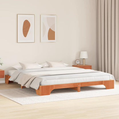 Bed Frame Wax Brown 180 x 200 cm Solid Pine Wood