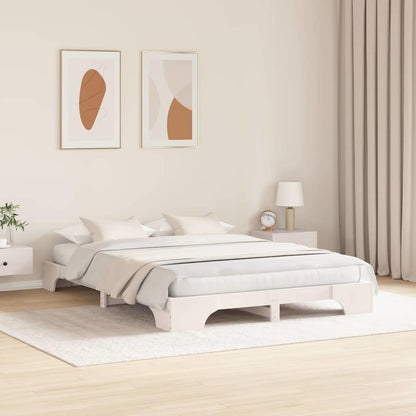Bed Frame White 160 x 200 cm Solid Pine Wood