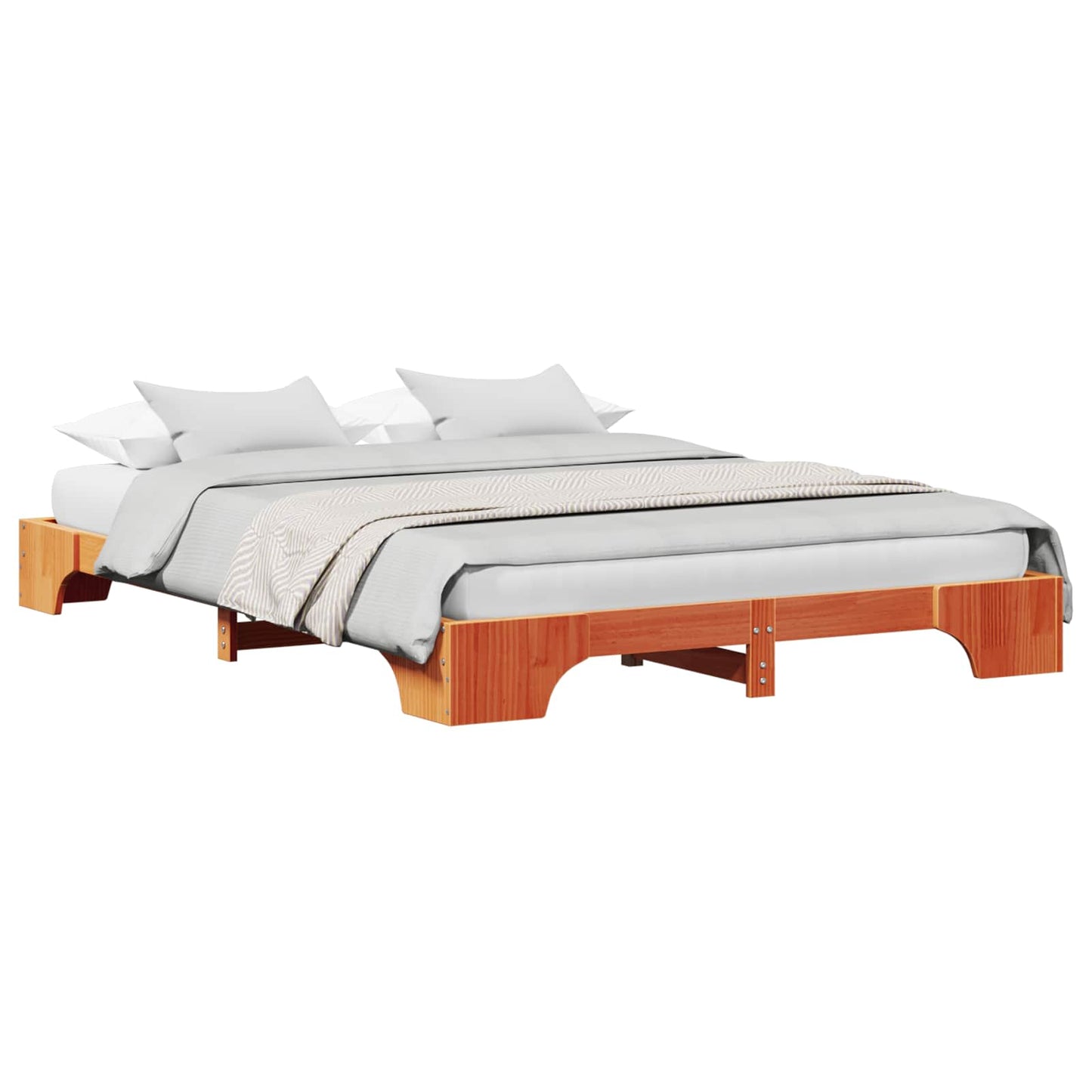 Bed Frame Wax Brown 160 x 200 cm Solid Pine Wood