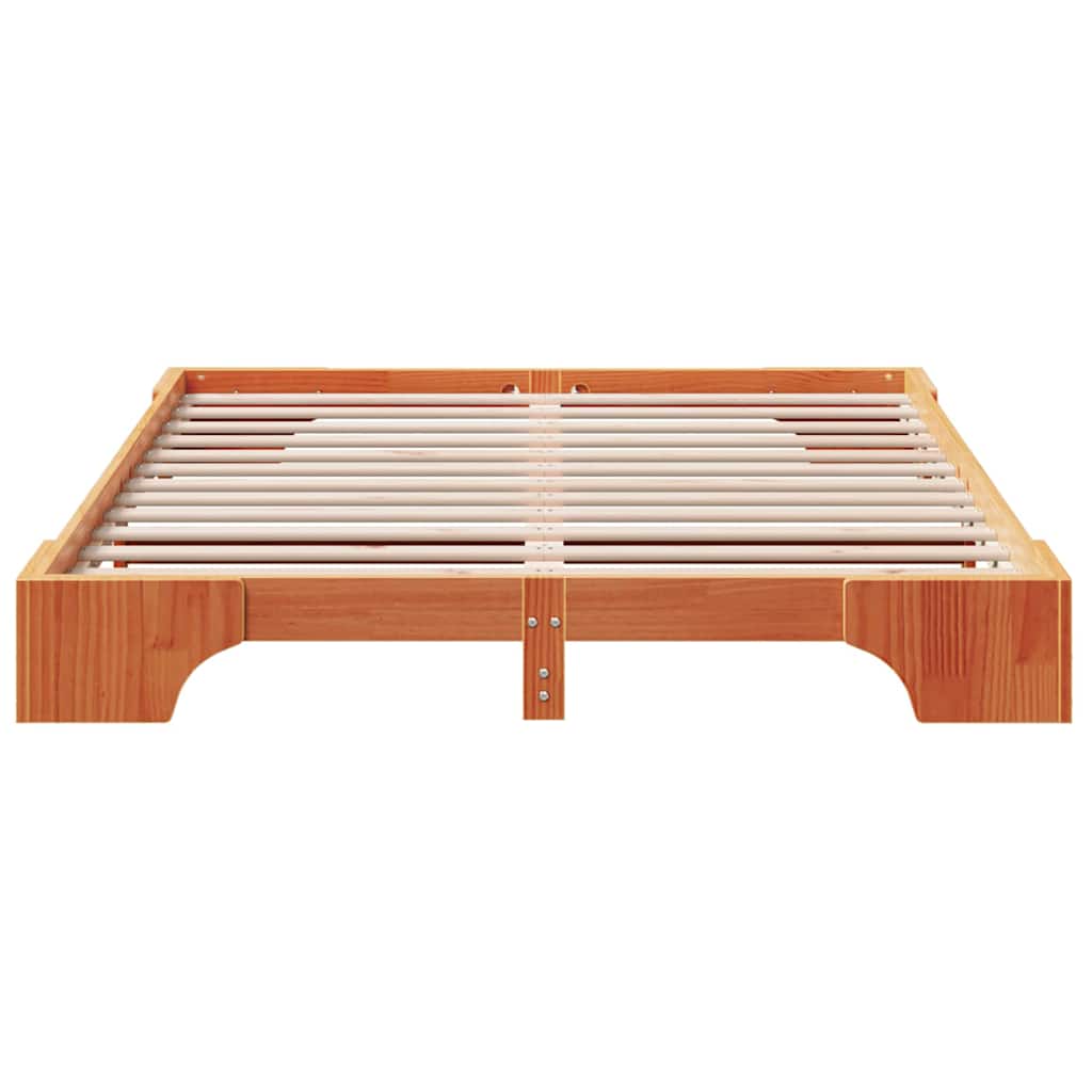 Bed Frame Wax Brown 160 x 200 cm Solid Pine Wood