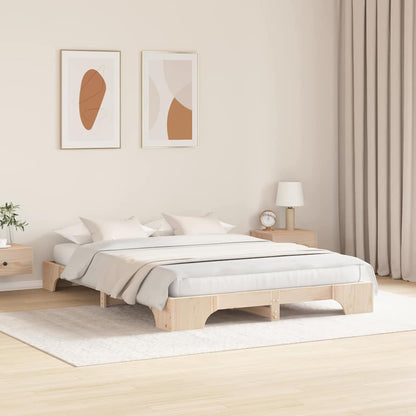 Bed Frame Natural 150 x 200 cm Solid Pine Wood