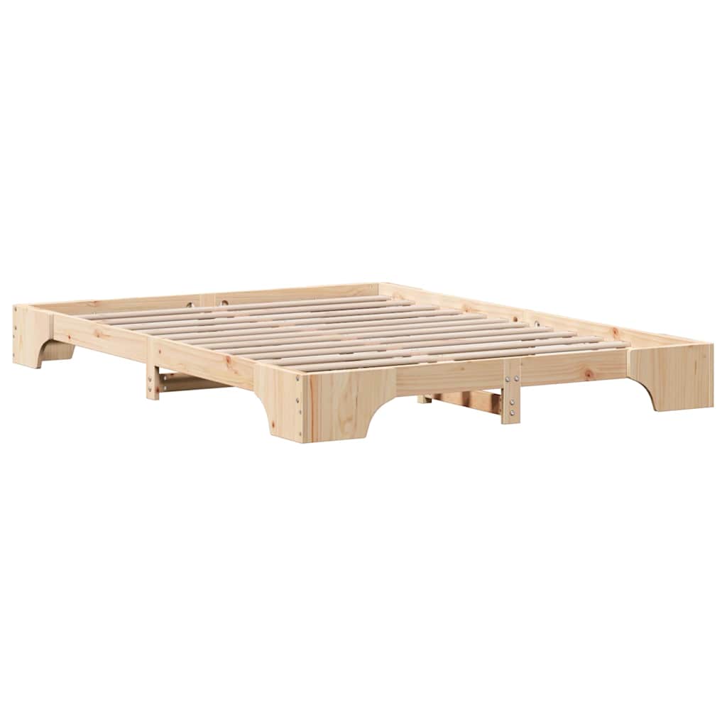 Bed Frame Natural 150 x 200 cm Solid Pine Wood