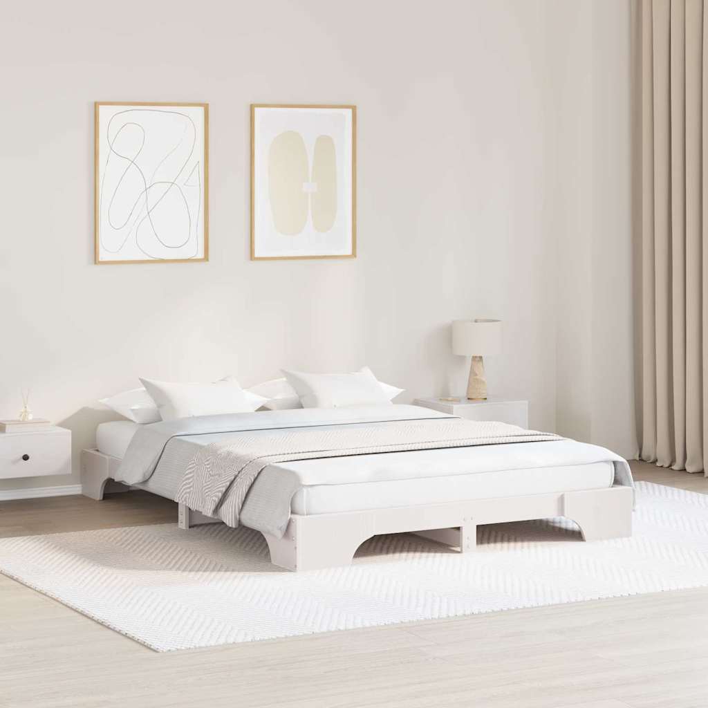 Bed Frame White 150 x 200 cm Solid Pine Wood
