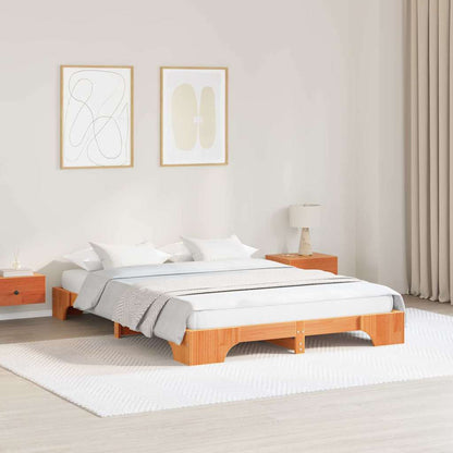 Bed Frame Wax Brown 150 x 200 cm Solid Pine Wood