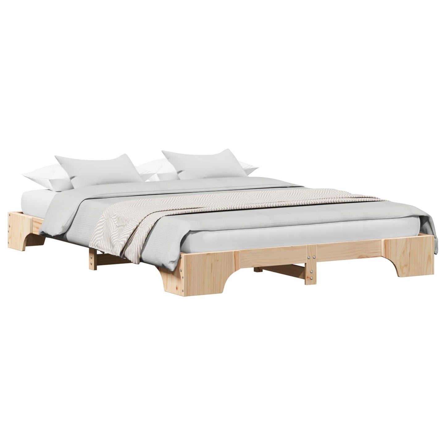 Bed Frame Natural 140 x 200 cm Solid Pine Wood