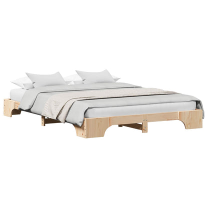 Bed Frame Natural 140 x 200 cm Solid Pine Wood
