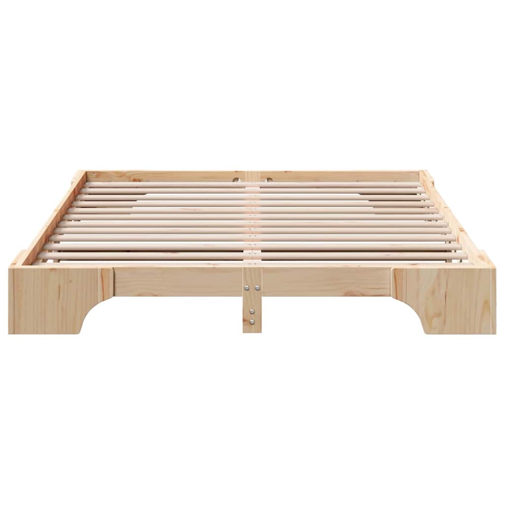 Bed Frame Natural 140 x 200 cm Solid Pine Wood