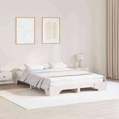 Bed Frame White 140 x 200 cm Solid Pine Wood