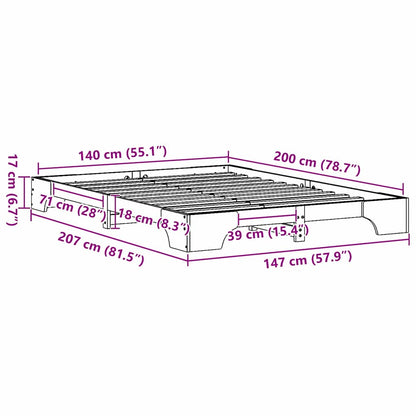 Bed Frame White 140 x 200 cm Solid Pine Wood