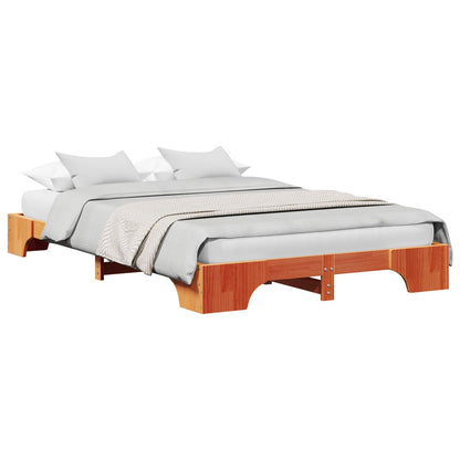 Bed Frame Wax Brown 120 x 200 cm Solid Pine Wood