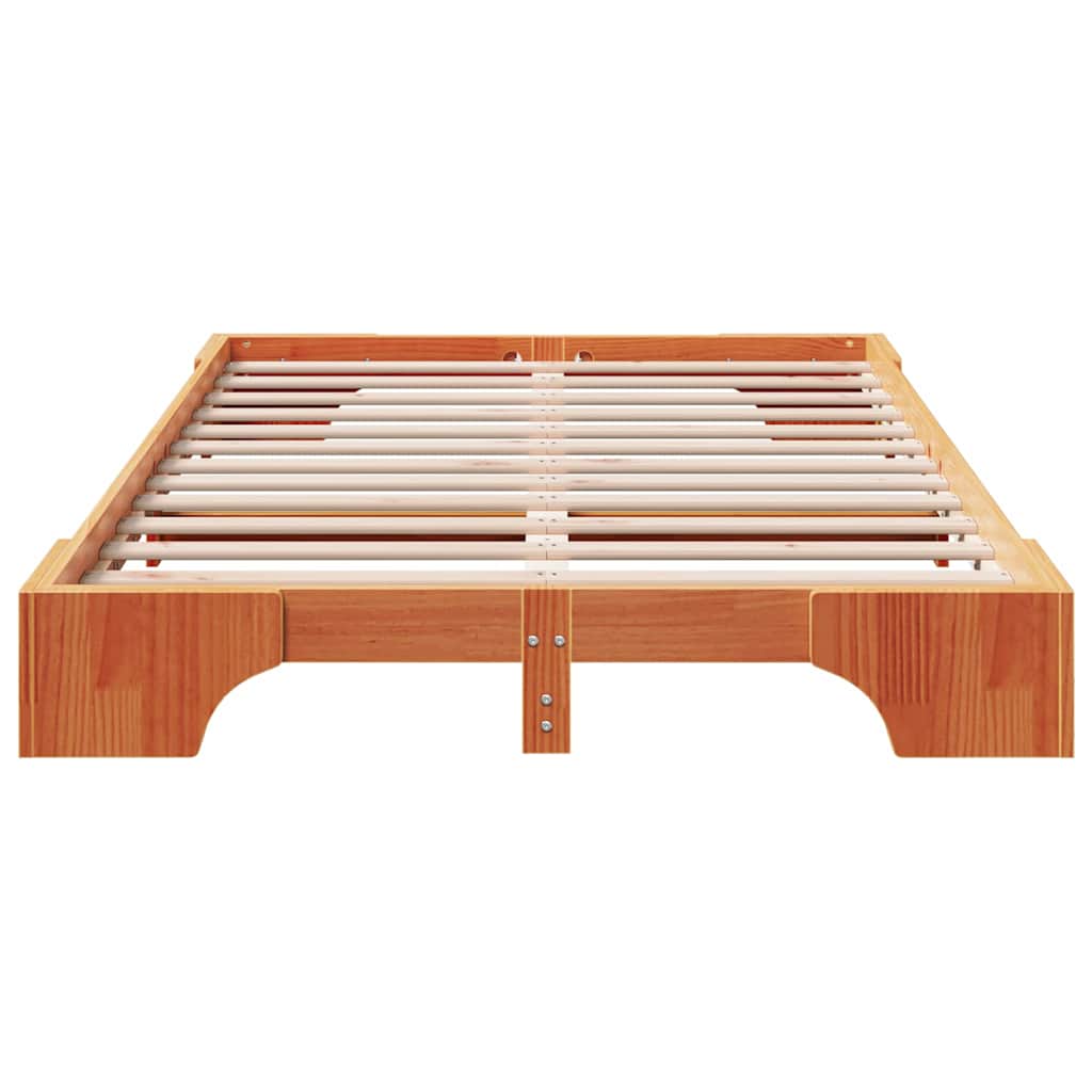 Bed Frame Wax Brown 120 x 200 cm Solid Pine Wood